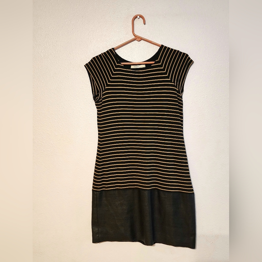 Black and Gold cloth and pleather mini dress
